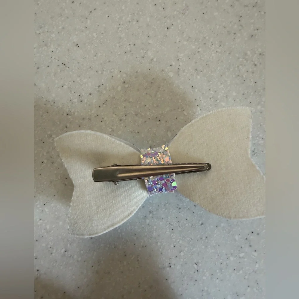 Disney Frozen Anna Inspired Blue Snowflake & Glitter Bow Hair Clip Set. Sparkly!
